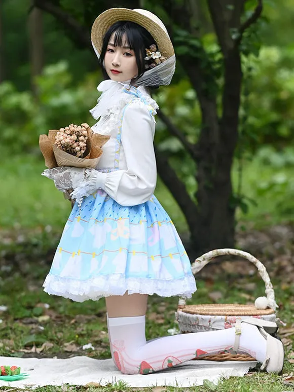 Sweet Lolita Overskirt Lace Light Sky Blue Tea Party Daily Casual Sweet Lolita Skirts