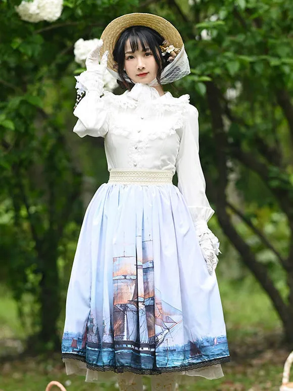 Sweet Lolita Overskirt Light Sky Blue Lace Daily Casual Tea Party Lolita Skirts