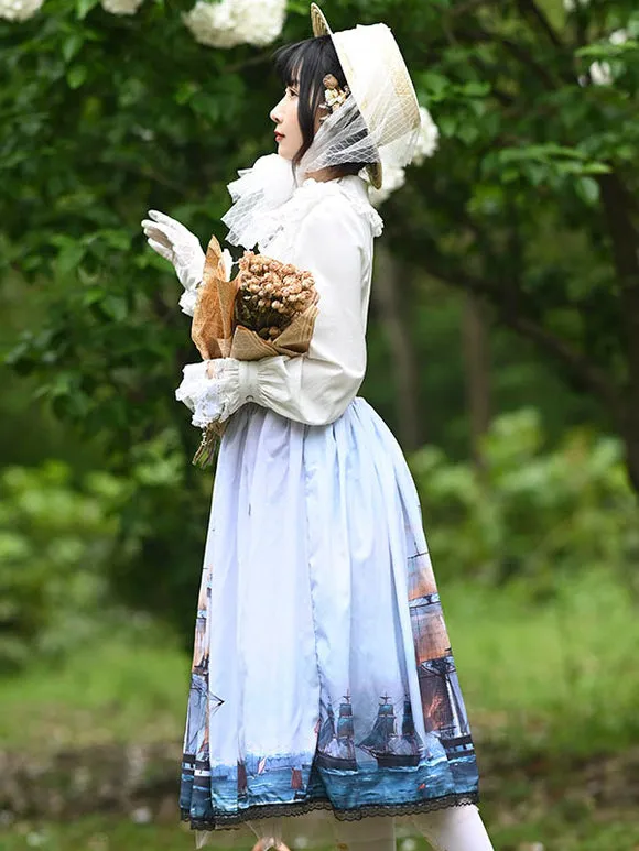 Sweet Lolita Overskirt Light Sky Blue Lace Daily Casual Tea Party Lolita Skirts