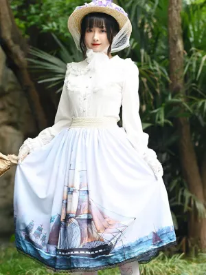 Sweet Lolita Overskirt Light Sky Blue Lace Daily Casual Tea Party Lolita Skirts