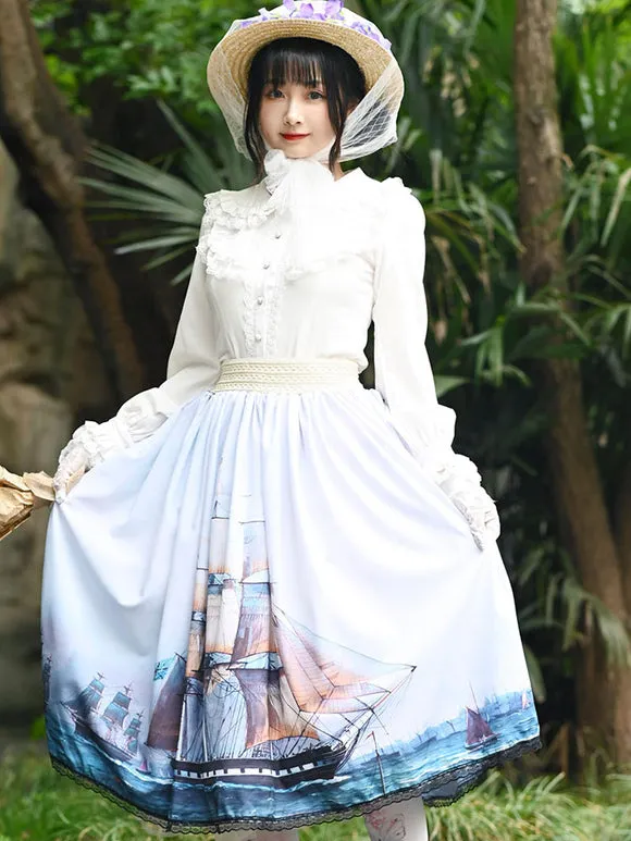 Sweet Lolita Overskirt Light Sky Blue Lace Daily Casual Tea Party Lolita Skirts