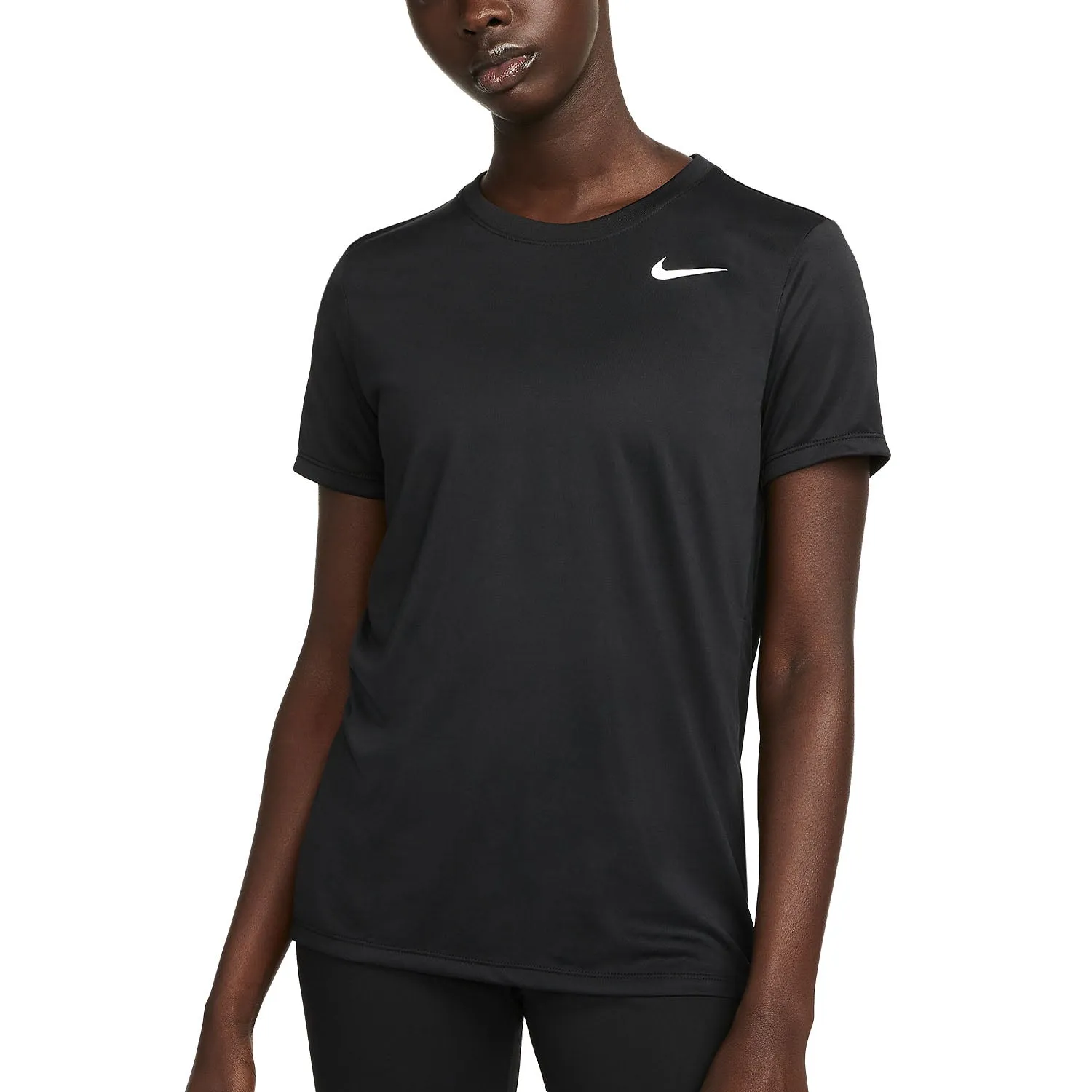 T SHIRT DONNA NIKE DRI-FIT SWOOSH RUN MAGLIA WOMAN RUNNING TEE NERA e FUCHSIA