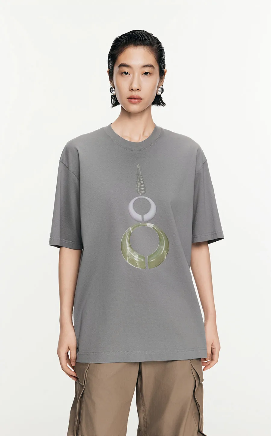 T-Shirt/JNBY Micro Elastic Loose Fitting Short-sleeved T-shirt