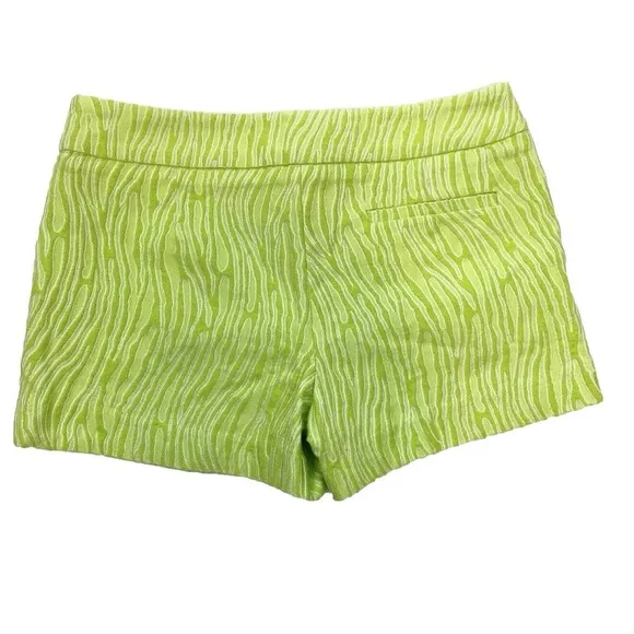 Trina Turk Women's Neon Lime Green Zebra Stripe Shorts Size 0 Pockets NWT  T