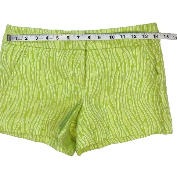 Trina Turk Women's Neon Lime Green Zebra Stripe Shorts Size 0 Pockets NWT  T