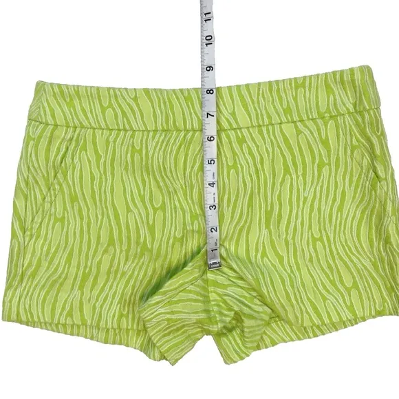 Trina Turk Women's Neon Lime Green Zebra Stripe Shorts Size 0 Pockets NWT  T