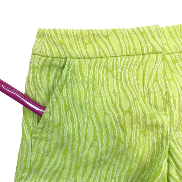 Trina Turk Women's Neon Lime Green Zebra Stripe Shorts Size 0 Pockets NWT  T