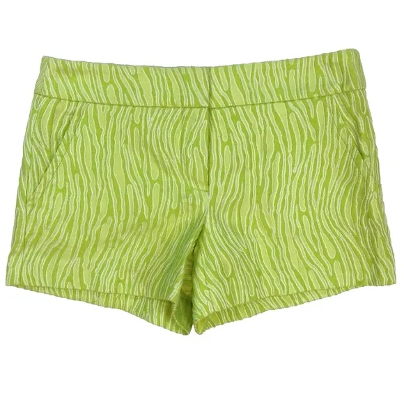 Trina Turk Women's Neon Lime Green Zebra Stripe Shorts Size 0 Pockets NWT  T