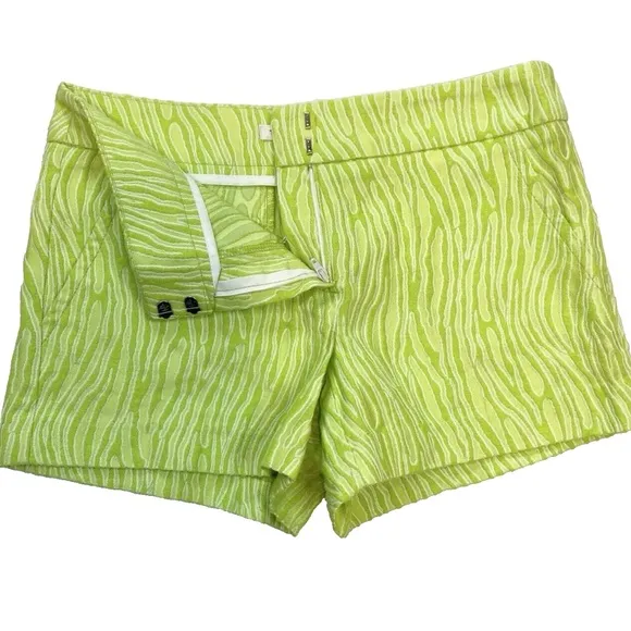 Trina Turk Women's Neon Lime Green Zebra Stripe Shorts Size 0 Pockets NWT  T