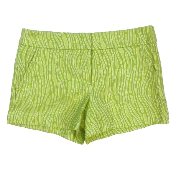Trina Turk Women's Neon Lime Green Zebra Stripe Shorts Size 0 Pockets NWT  T