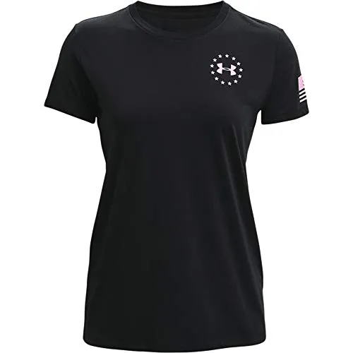 Under Armour Women's Freedom Flag T-Shirt , Black (002)/Stellar Pink , Medium
