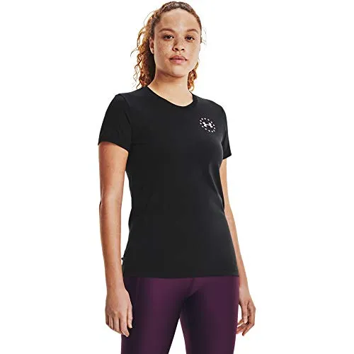 Under Armour Women's Freedom Flag T-Shirt , Black (002)/Stellar Pink , Medium