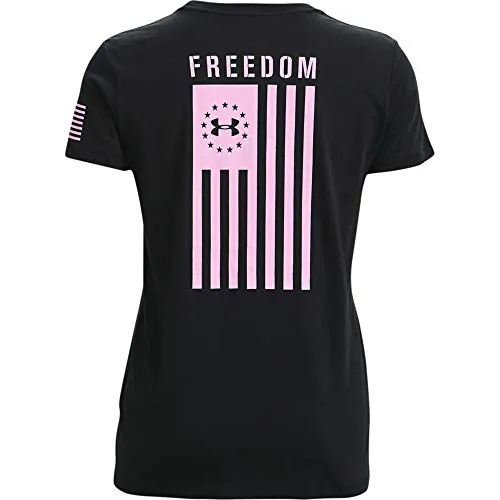 Under Armour Women's Freedom Flag T-Shirt , Black (002)/Stellar Pink , Medium
