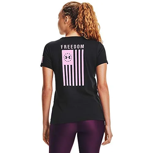 Under Armour Women's Freedom Flag T-Shirt , Black (002)/Stellar Pink , Medium