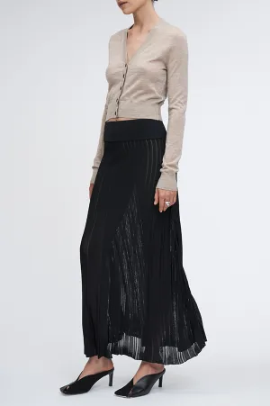 Variegated Pleat Skirt in Black