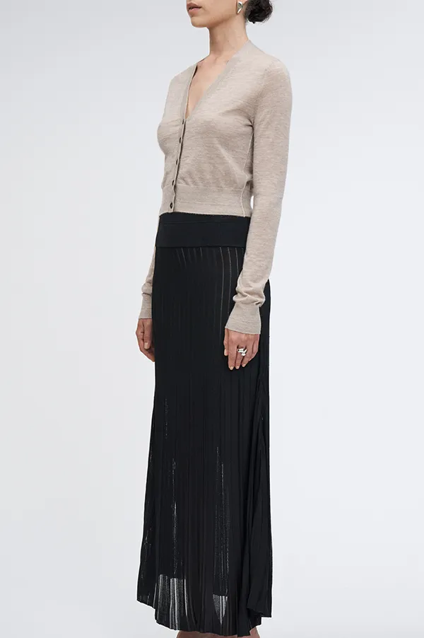 Variegated Pleat Skirt in Black