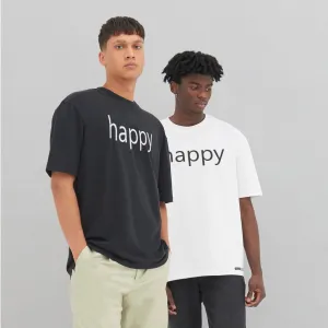 Vegan Men's Oversized 'Happy' T-Shirt | Multiple Colours