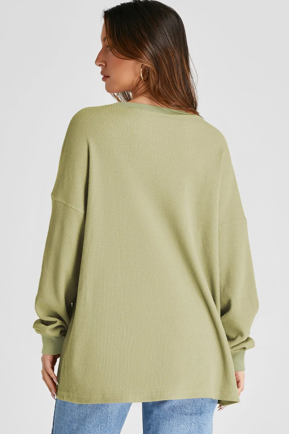 Vienna Waffle-Knit Long Sleeve Sweatshirt- Deal of the Day!