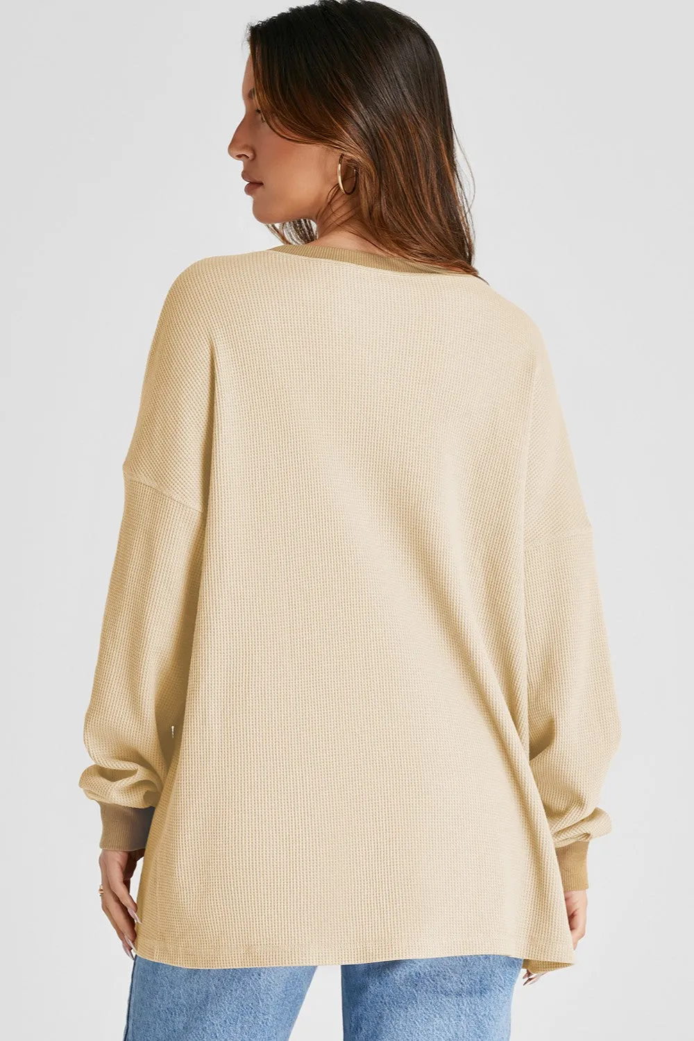 Vienna Waffle-Knit Long Sleeve Sweatshirt- Deal of the Day!