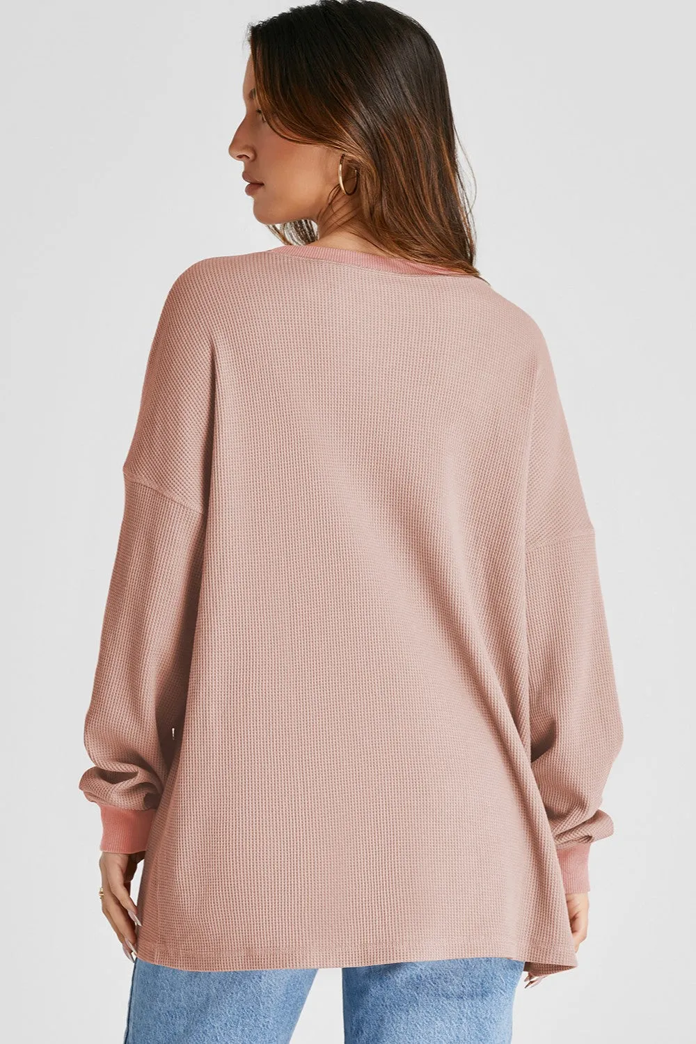 Vienna Waffle-Knit Long Sleeve Sweatshirt- Deal of the Day!