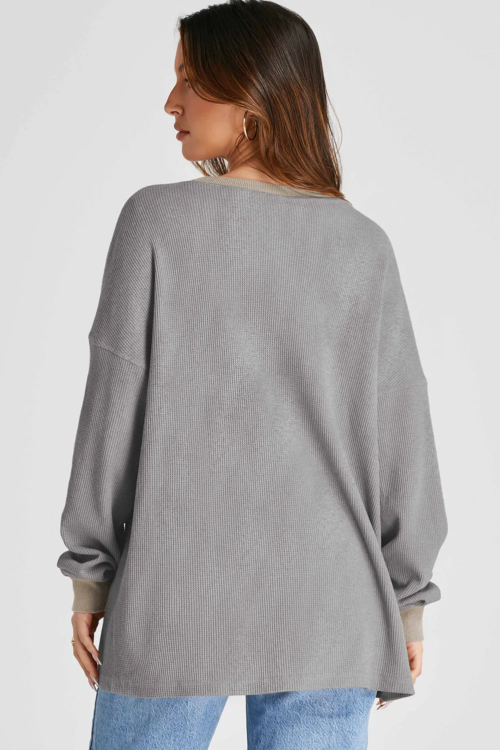 Vienna Waffle-Knit Long Sleeve Sweatshirt- Deal of the Day!