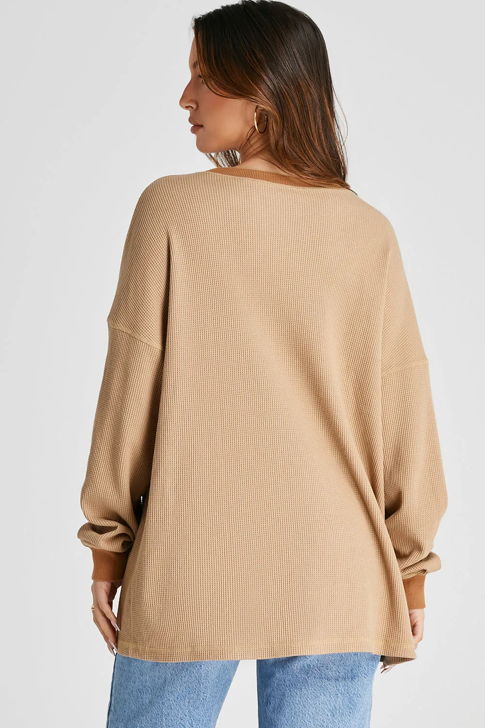 Vienna Waffle-Knit Long Sleeve Sweatshirt- Deal of the Day!
