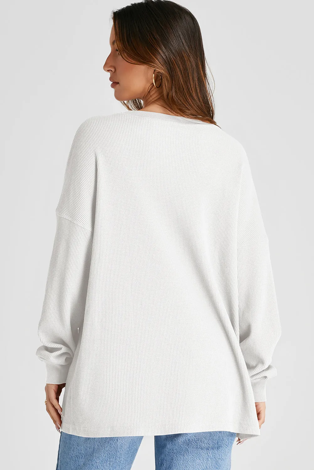 Vienna Waffle-Knit Long Sleeve Sweatshirt- Deal of the Day!