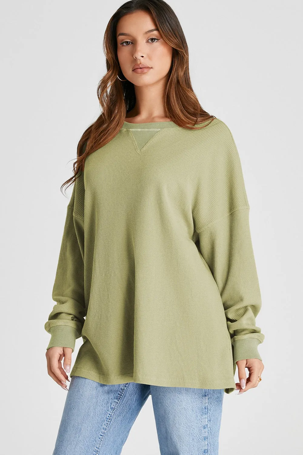 Vienna Waffle-Knit Long Sleeve Sweatshirt- Deal of the Day!