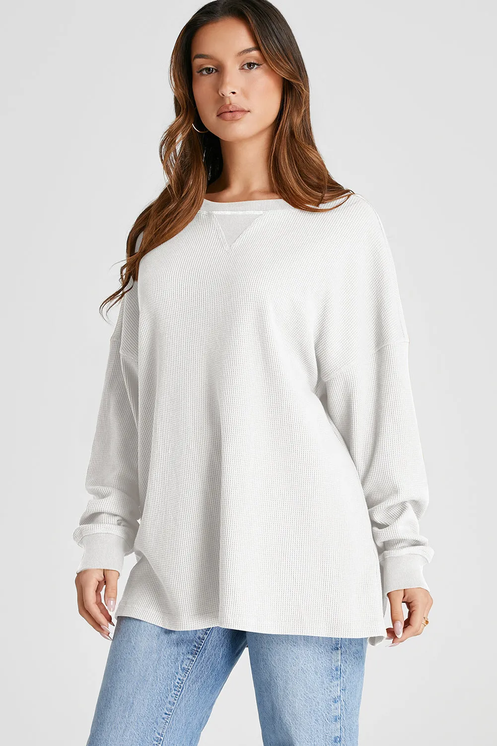 Vienna Waffle-Knit Long Sleeve Sweatshirt- Deal of the Day!