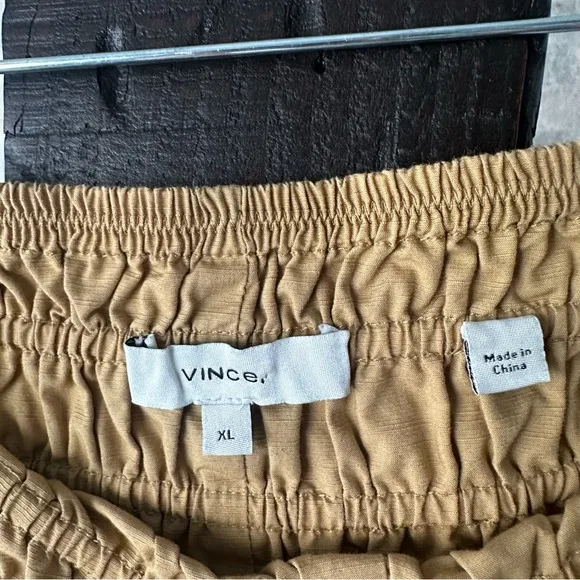 VINCE Jute Tan Smocked Cotton Dress Shorts Size XL