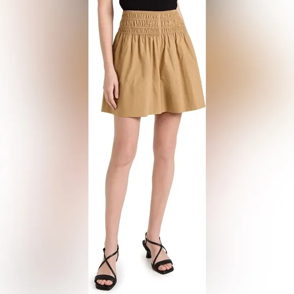 VINCE Jute Tan Smocked Cotton Dress Shorts Size XL