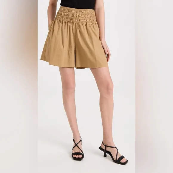 VINCE Jute Tan Smocked Cotton Dress Shorts Size XL