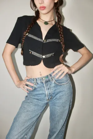 Vintage 90s Cropped Blazer Top (S-M)