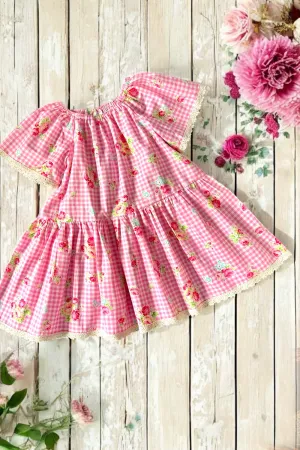 Vintage Seaside Dress
Pink Floral Check
Extremely Rare & OOP Lecien Fabric ~ Sz 4