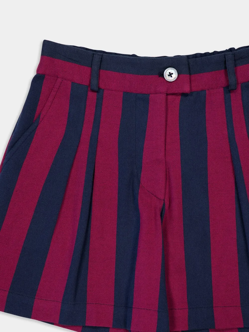 Virgo Purple Hand-Woven Striped Wide-Leg Shorts