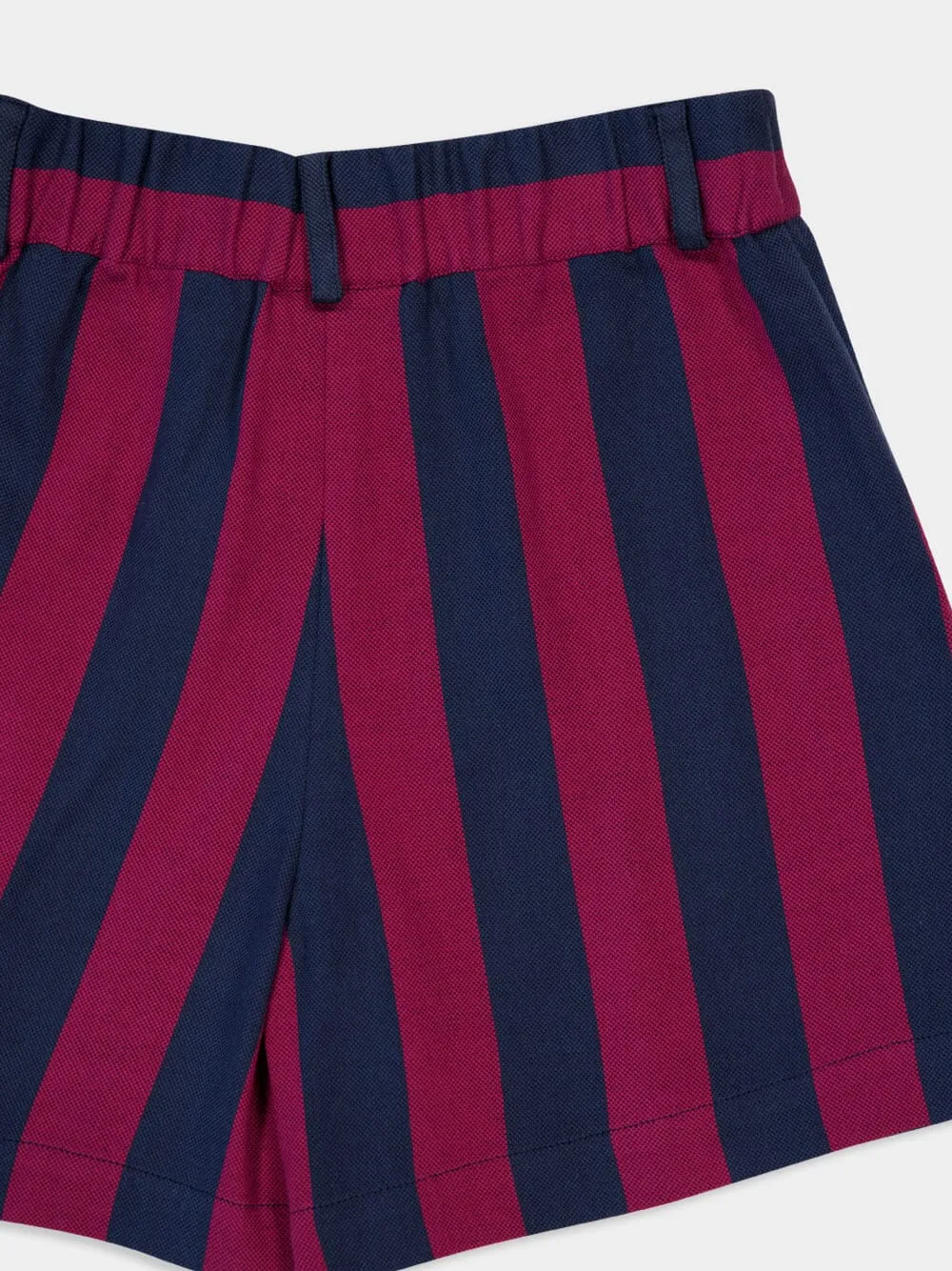 Virgo Purple Hand-Woven Striped Wide-Leg Shorts
