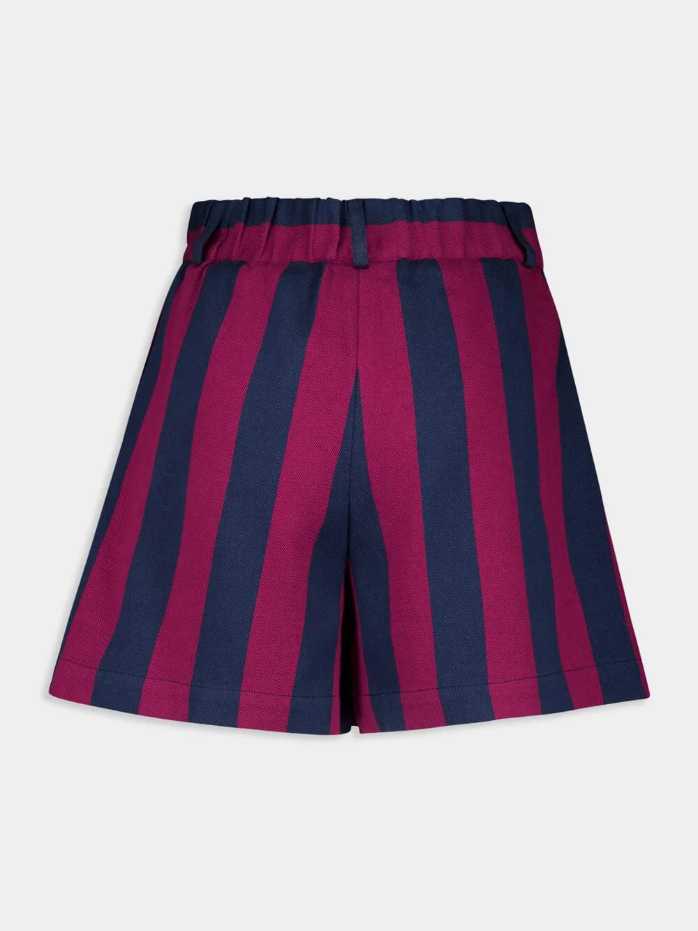 Virgo Purple Hand-Woven Striped Wide-Leg Shorts