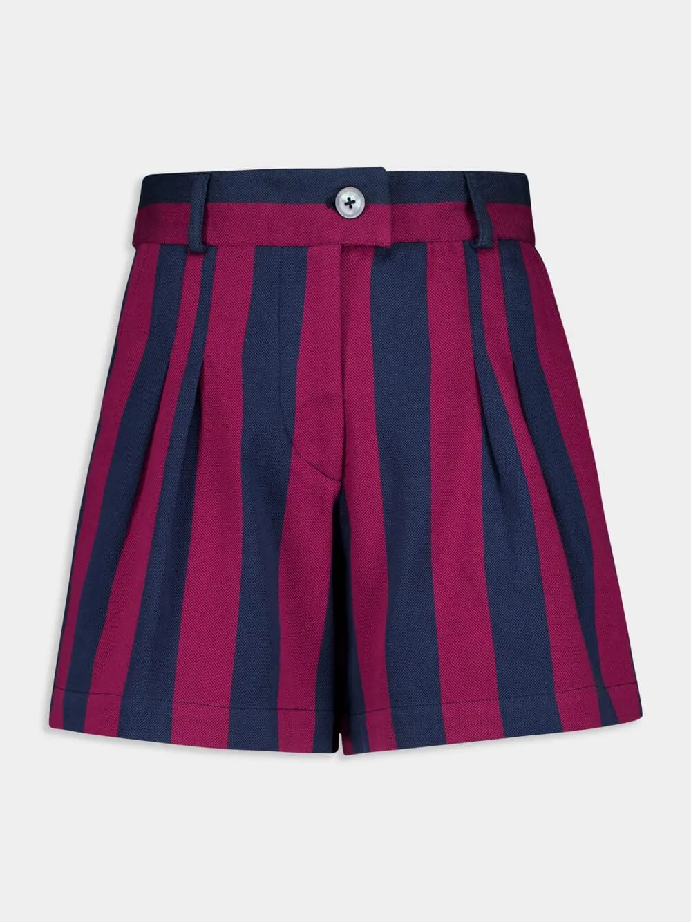Virgo Purple Hand-Woven Striped Wide-Leg Shorts