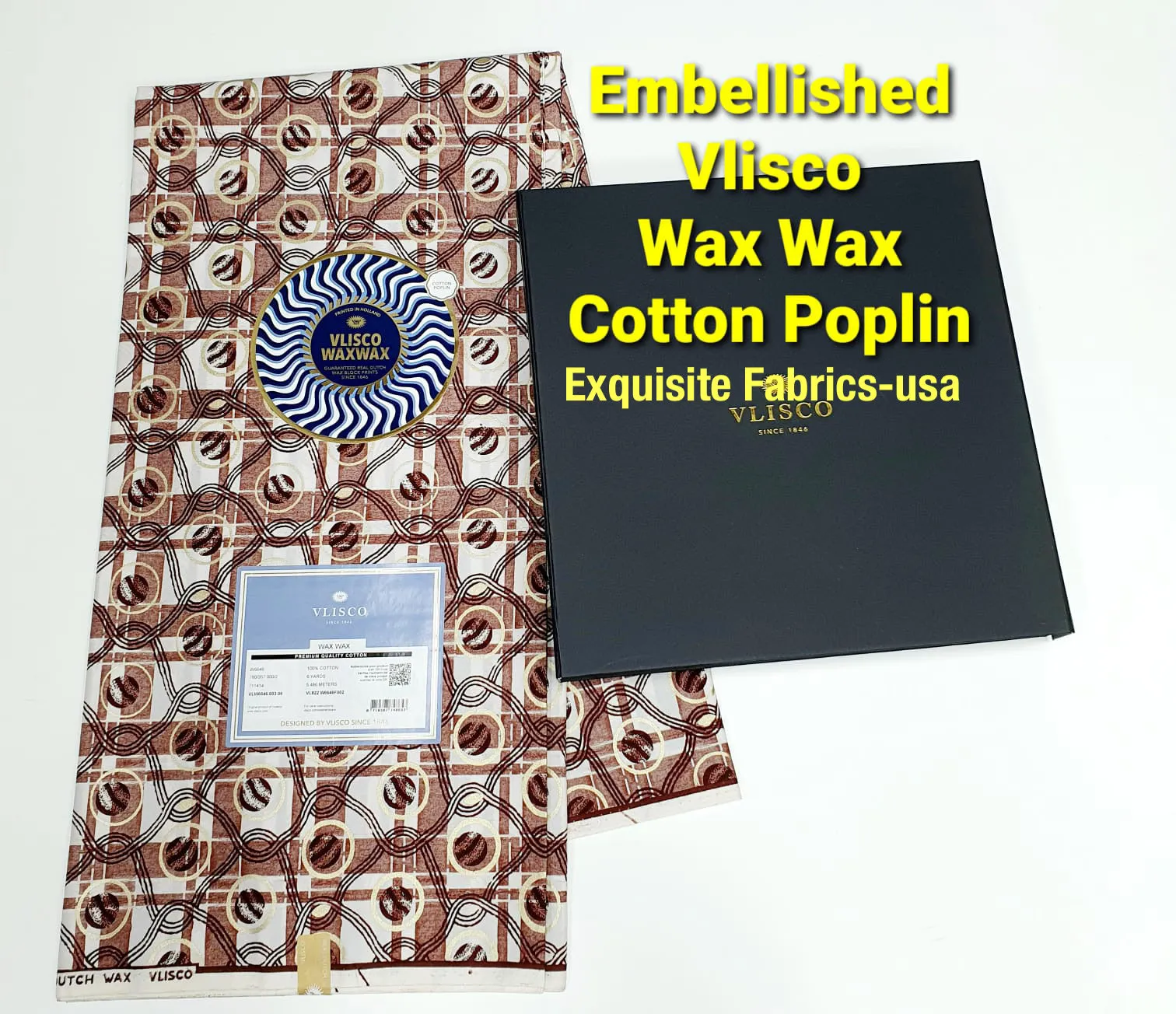 Vlisco Embellished Cotton Poplin Wax✨