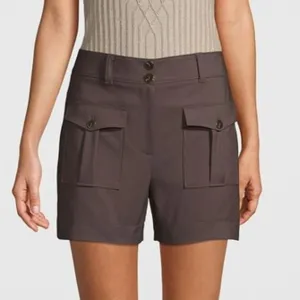 WHITE HOUSE BLACK MARKET DARK BROWN HIGH RISE 4 INCH CARGO SHORTS SIZE 0 NWT