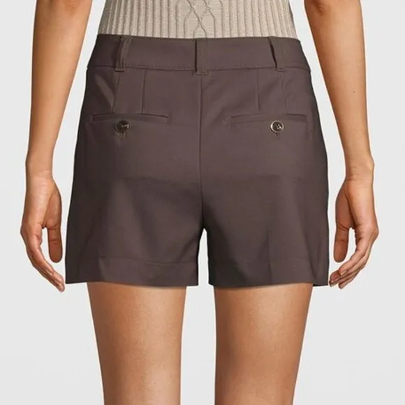 WHITE HOUSE BLACK MARKET DARK BROWN HIGH RISE 4 INCH CARGO SHORTS SIZE 0 NWT