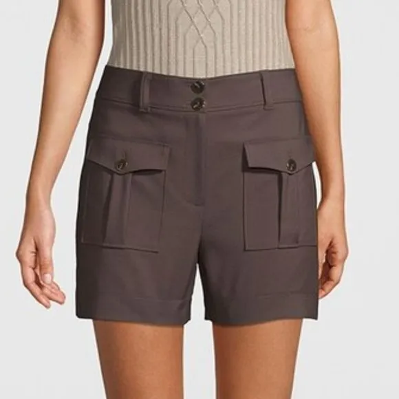 WHITE HOUSE BLACK MARKET DARK BROWN HIGH RISE 4 INCH CARGO SHORTS SIZE 0 NWT
