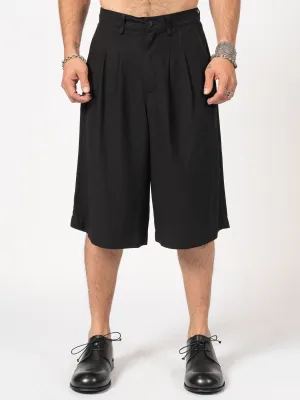 Wide-Leg Pleated  Shorts