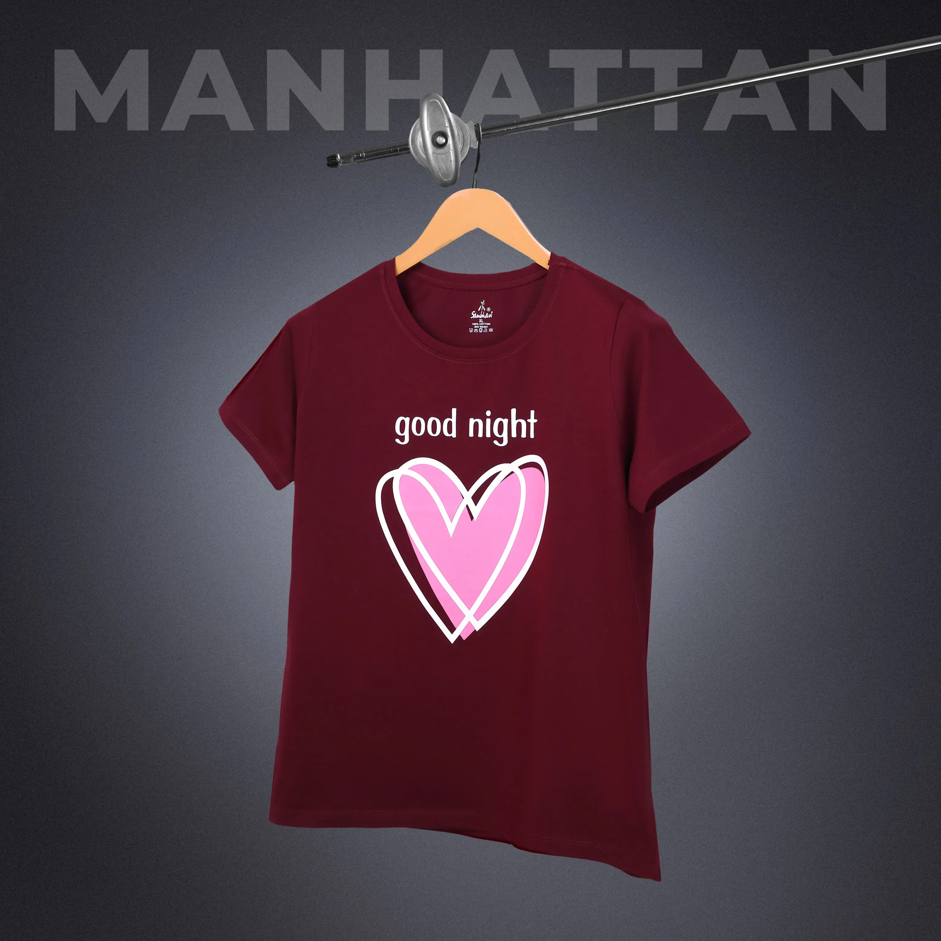 Womens Round Neck Regular Fit Maroon T Shirts