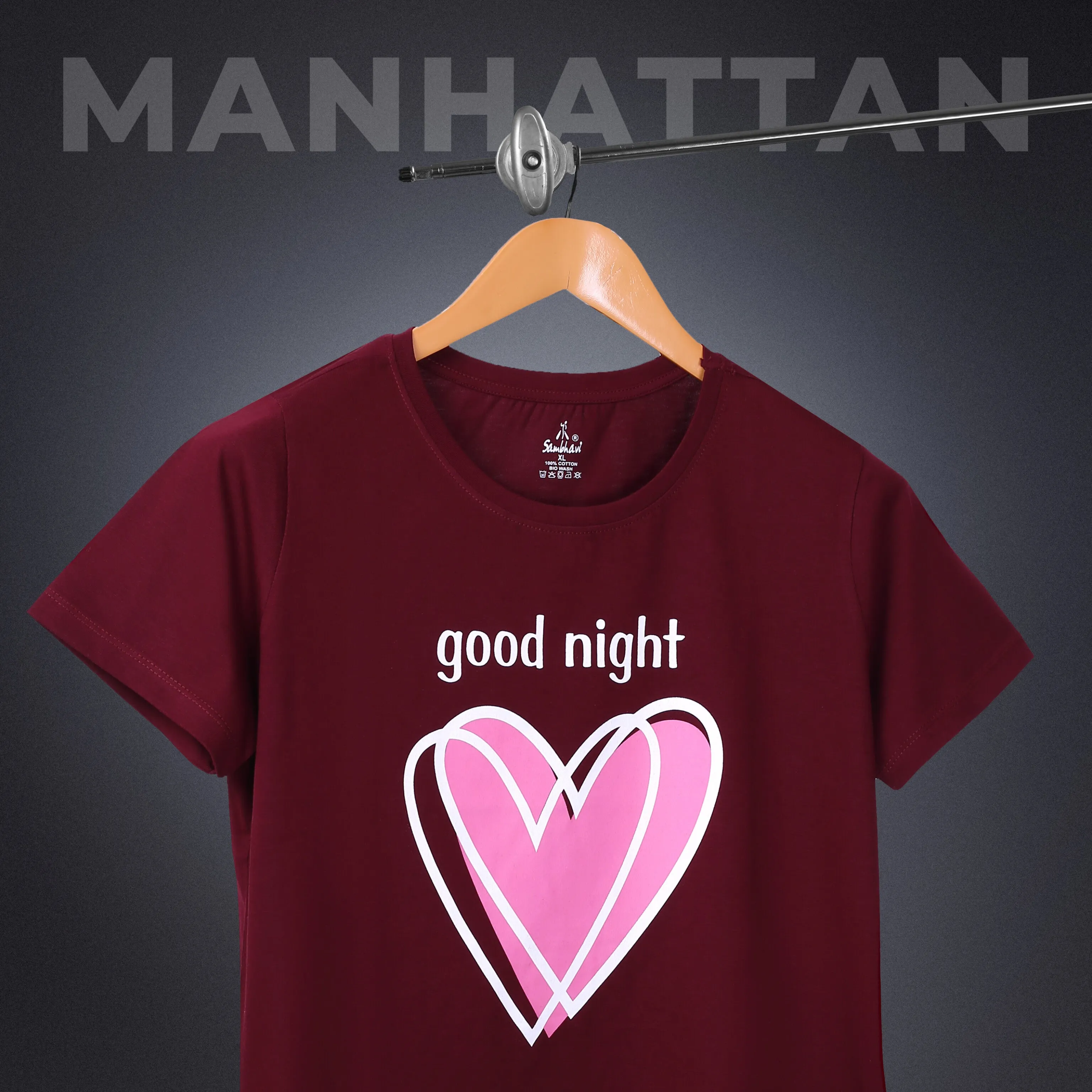 Womens Round Neck Regular Fit Maroon T Shirts