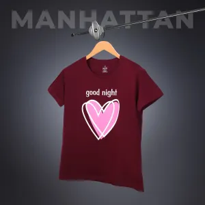 Womens Round Neck Regular Fit Maroon T Shirts