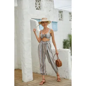 Women's Summer Bra Top with Loose Elastic pant