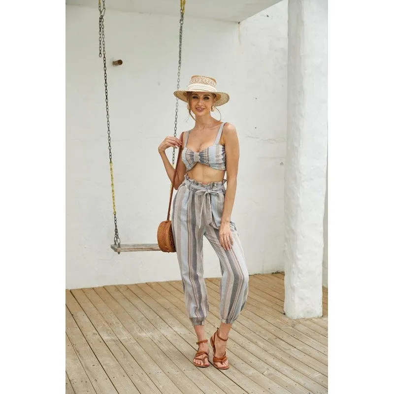 Women's Summer Bra Top with Loose Elastic pant