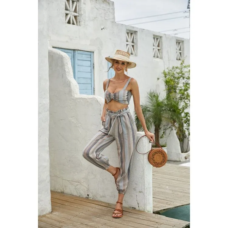 Women's Summer Bra Top with Loose Elastic pant