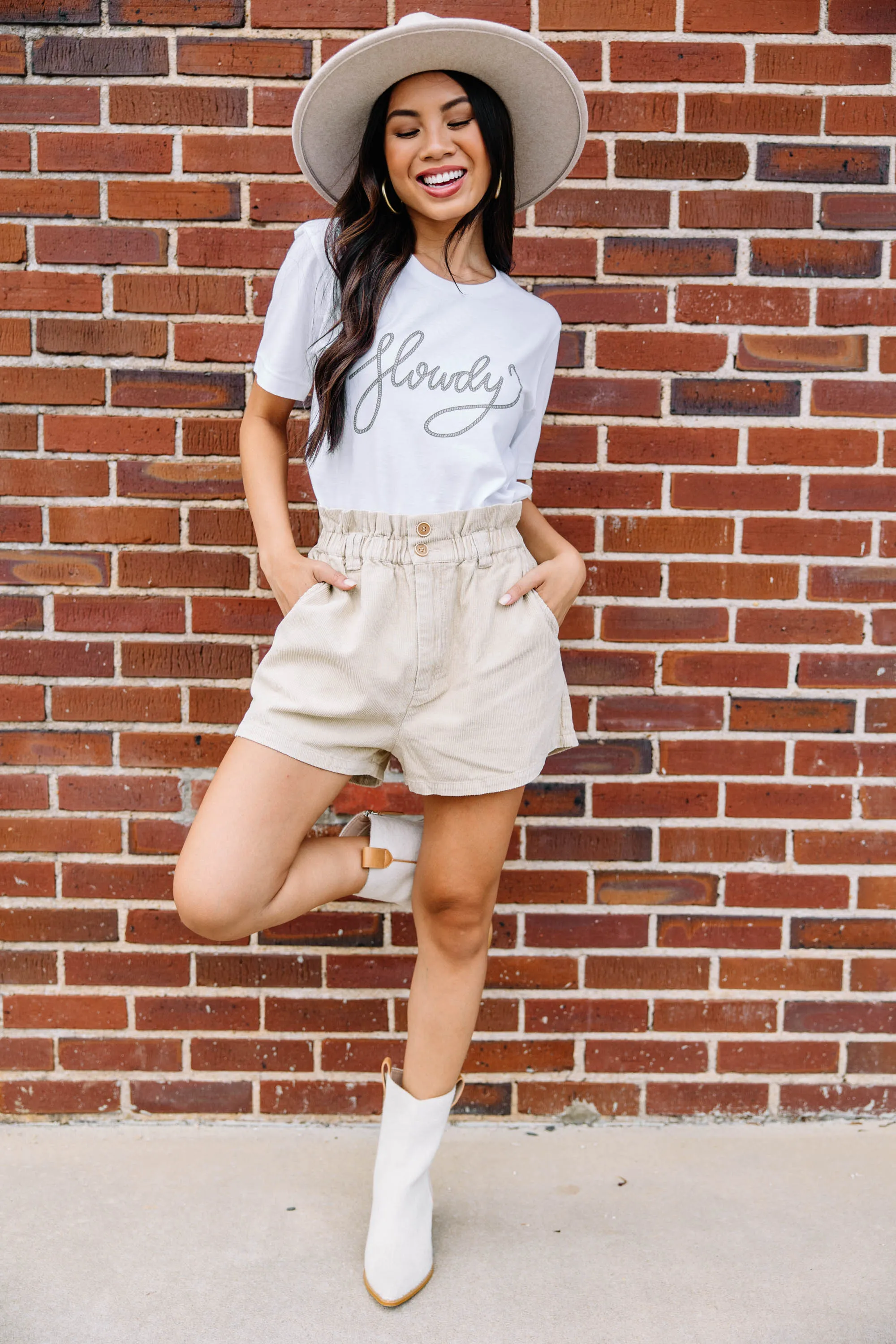 Work It Out Taupe Corduroy Shorts